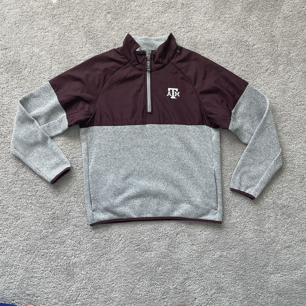 Summit Sportswear Texas A&M Aggies Half Zip Pullover Maroon and Gray Men's Large